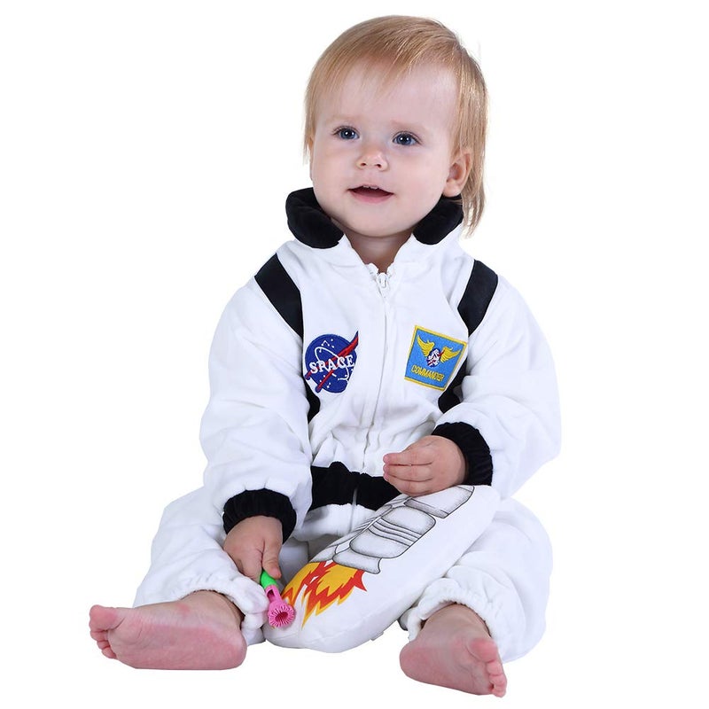 HSCTEK Newborn Astronaut Costume, Baby Space Cosplay Infant Boys Girls, Toddler Halloween Suit Costume Kids White 3-6 Months - Image 1